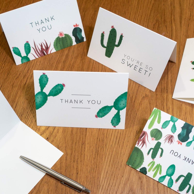 Gooji 4x6 Cactus Thank You Cards (Bulk 36-Pack) Matching Peel-and-Seal White Envelopes | Assorted Set, Watercolor, Colorful Graphics | Succulent, Birthday Party, Baby Shower, Weddings Blank Notes - Image 5